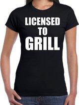 Licensed to grill bbq / barbecue t-shirt zwart - cadeau shirt voor dames - verjaardag / moederdag kado S