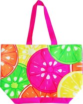 Damestas strandtas fruitprint 58 cm - Dames handtassen - Shopper - Boodschappentassen