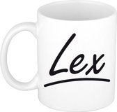 Lex naam cadeau mok / beker met sierlijke letters - Cadeau collega/ vaderdag/ verjaardag of persoonlijke voornaam mok werknemers