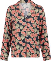 Hunkemöller Dames Nachtmode Pyjamatop lange mouwen Twill  - Blauw - maat XS