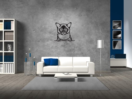 Burmees - Kat - Poes - M - 57x62cm - Zwart - wanddecoratie