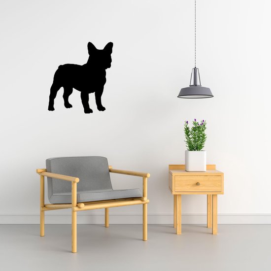 Bouledogue français - Silhouette chien - S - 50x45cm - Zwart - décoration murale