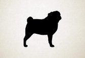 Pug - Silhouette hond - L - 75x77cm - Zwart - wanddecoratie