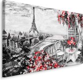 Schilderij - Cafe in Parijs , Wanddecoratie , Premium print