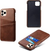 Dual Card Back Cover - iPhone 12 / 12 Pro Hoesje - Donkerbruin