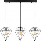 Diamant industriële hanglamp 3x E27 - zwart | Milano