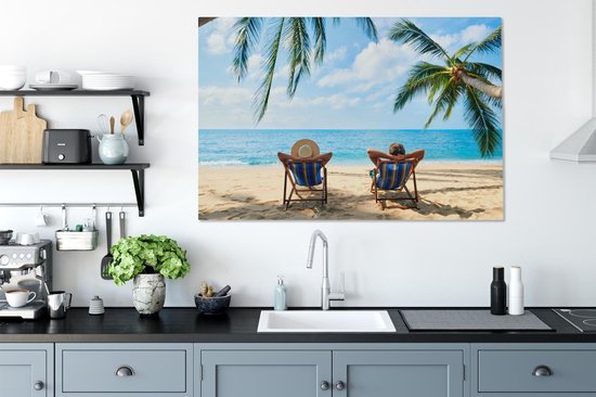 Tableau sur Toile Plage - Été - Palmiers - 120x80 cm - Décoration murale