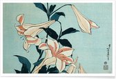 JUNIQE - Poster Hokusai - Trumpet Lilies -13x18 /Blauw & Groen