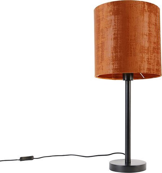 QAZQA simplo - Moderne Tafellamp met kap - 1 lichts - H 600 mm - Rood - Woonkamer | Slaapkamer | Keuken