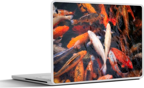 Laptop sticker - 17.3 inch - Een vijver met koi karpers van bovenaf - 40x30cm - Laptopstickers - Laptop skin - Cover