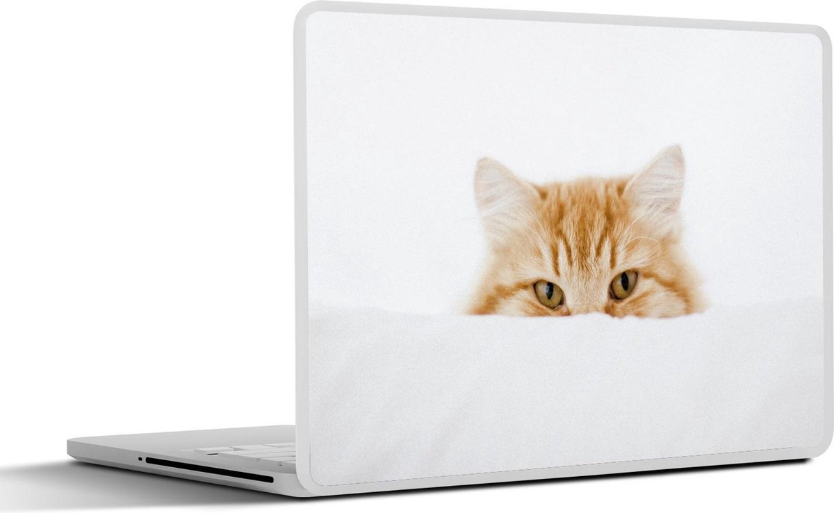 Laptop sticker - 15.6 inch - Kat - Rood - Wit - Meisjes - Kinderen - Jongens - Kind - 36x27,5cm - Laptopstickers - Laptop skin - Cover