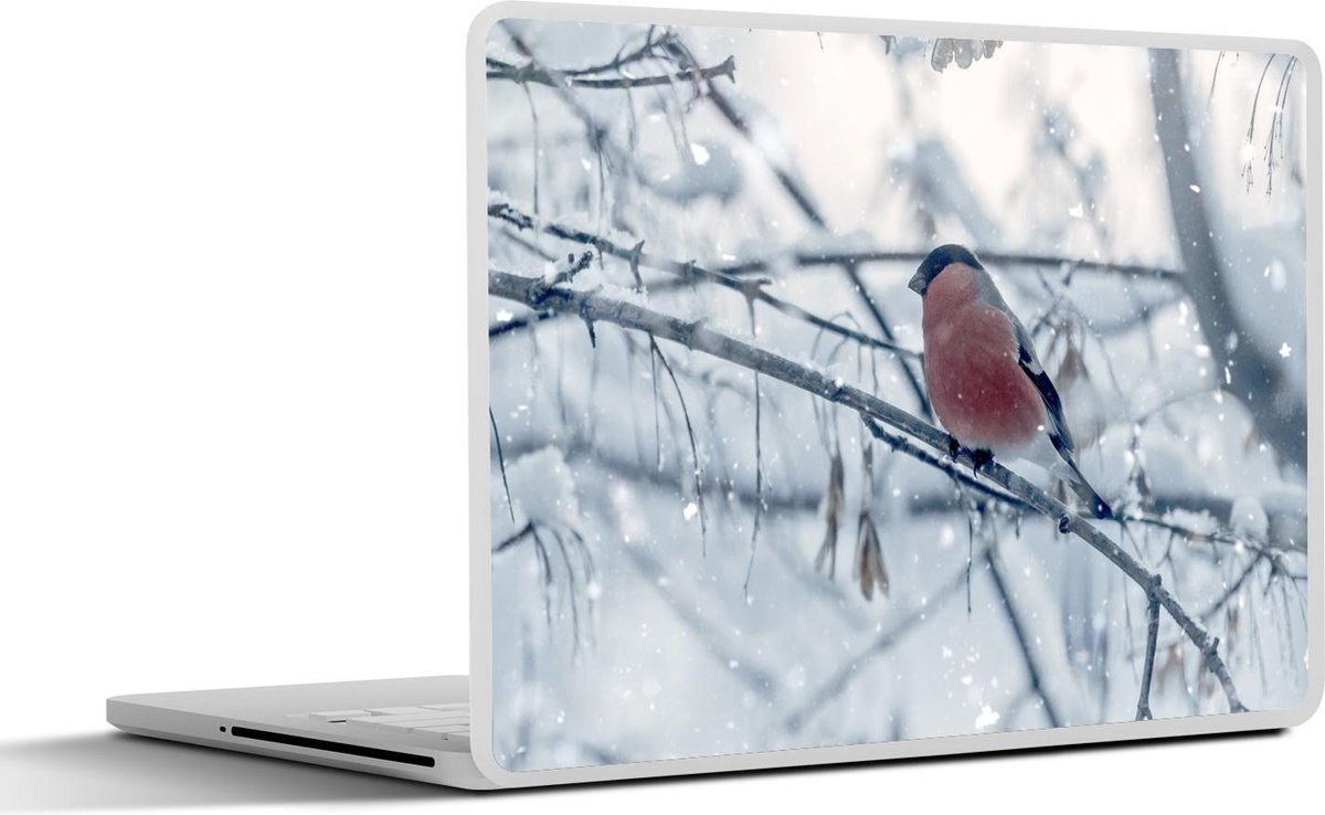 Afbeelding van product SleevesAndCases  Laptop sticker - 11.6 inch - Goudvink met een rode borst op een tak