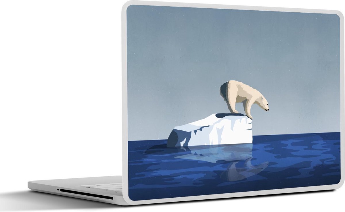 Afbeelding van product SleevesAndCases  Laptop sticker - 10.1 inch - tekening van een ijsbeer op een ijsberg