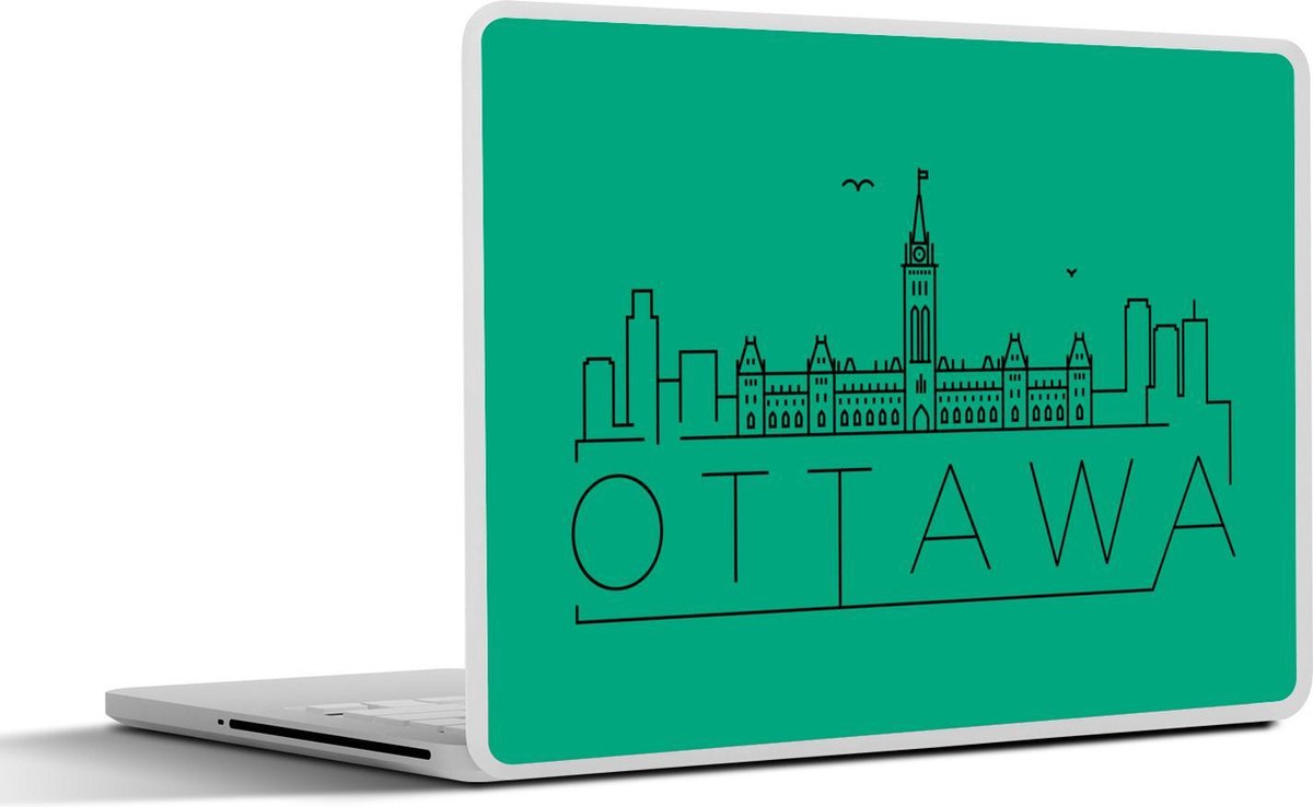 Afbeelding van product SleevesAndCases  Laptop sticker - 15.6 inch - Stadsaanzicht Ottawa op een groene achtergrond