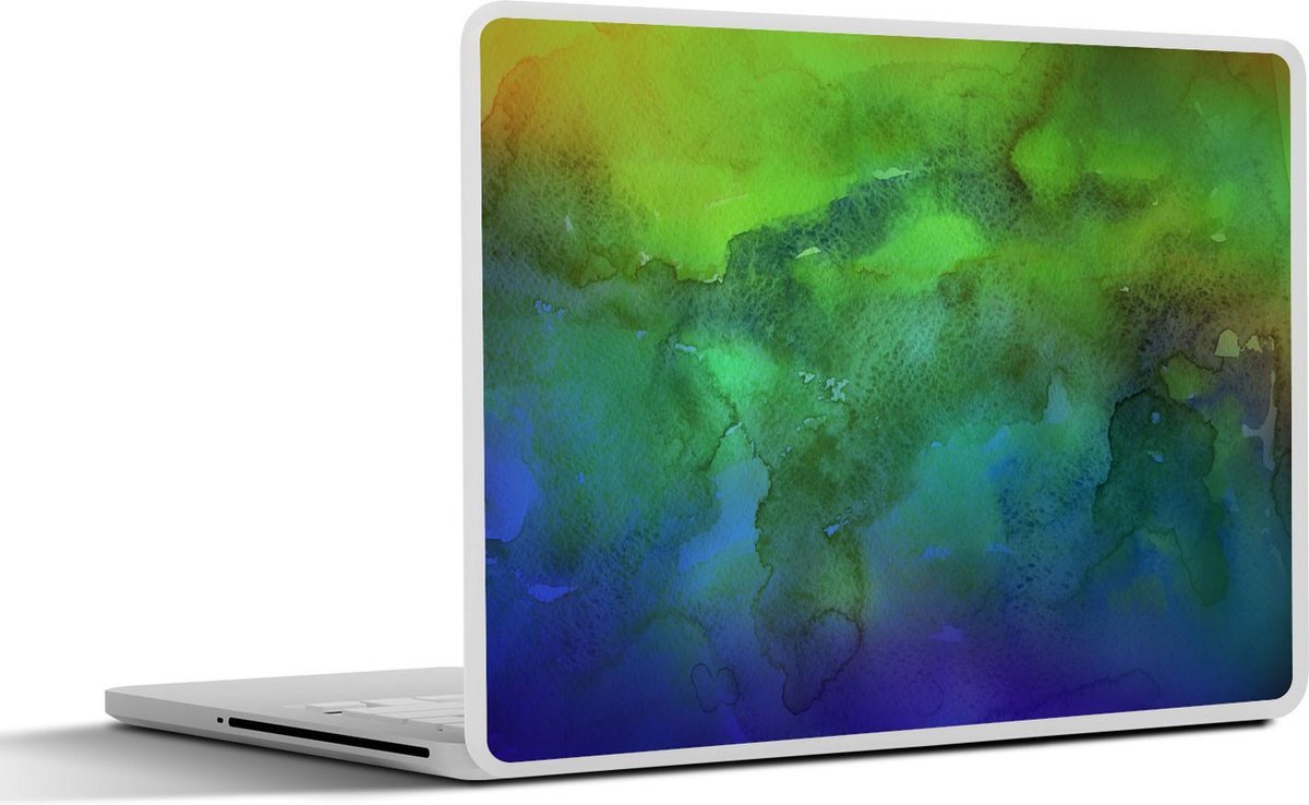 Afbeelding van product SleevesAndCases  Laptop sticker - 15.6 inch - Waterverf - Groen - Tint - Blauw
