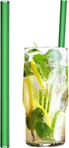 (50 stuks) Glazen drinkrietjes in groen - 20 cm - recht - incl. nylon reinigingsborsteltje | GGM Gastro