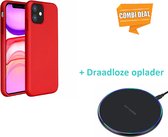 Silicone Case Geschikt Voor Apple Iphone 11 - Rood Met Draadloze Oplader