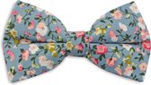 We Love Ties Bow Art Floral, bleu denim / blanc / vert / rose
