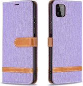 Hoesje geschikt voor Samsung Galaxy A72 - Bookcase - Pasjeshouder - Portemonnee - Vintage - Stof - Kunstleer - Paars