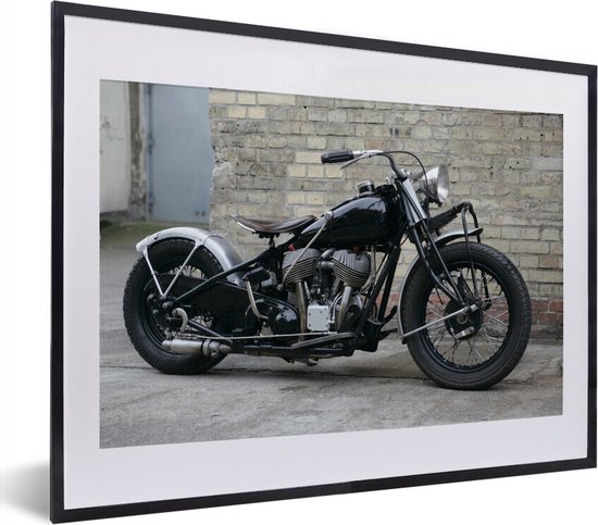Fotolijst incl. Poster - Zijaanzicht van een antieke motorfiets - 40x30 cm - Posterlijst