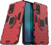 Voor vivo V21e PC + TPU schokbestendige beschermhoes met magnetische ringhouder (rood)