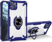 Matte TPU + PC magnetische schokbestendige hoes met ringhouder voor iPhone 12 (saffierblauw)