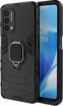Voor OnePlus Nord N200 5G PC + TPU Schokbestendige beschermhoes met magnetische ringhouder (zwart)