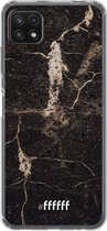 6F hoesje - geschikt voor Samsung Galaxy A22 5G -  Transparant TPU Case - Dark Golden Marble #ffffff