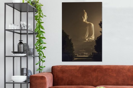 Peintures sur toile Bouddha - Ombre - Arbre - 80x120 cm - Décoration murale