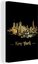 Canvas Schilderij New York - Skyline - Zwart - 20x30 cm - Wanddecoratie