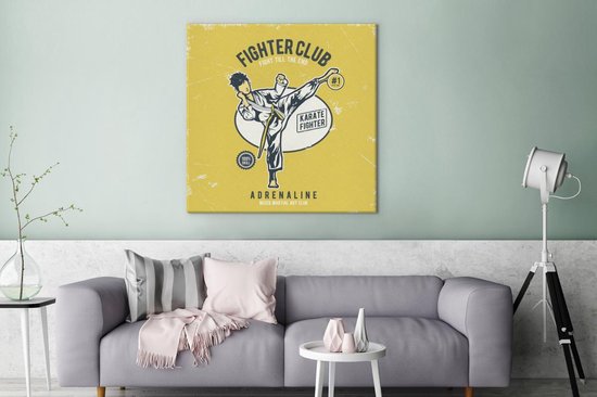 Tableau Karaté - Homme - Vintage - 90x90 cm - Décoration murale - Cadeau Vaderdag - Cadeau pour lui - Astuce - Homme