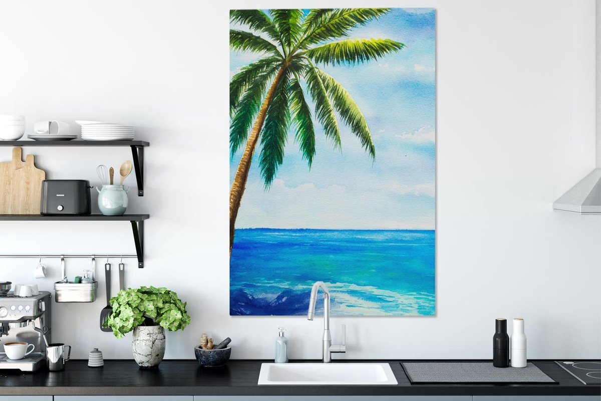 JHHUAMO Canvas Schilderij Groot 60x120 cm XL, Decoratief Schilderij voor de Woonkamer met Uitzicht op Blauwe Bomen, Wanddecoratie Slaapkamer Schilderij Desktop Badkamer Kantoor Kamer Eetkamer