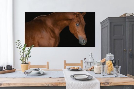 Tableau Toile Cheval - Oeil - Marron - 160x80 cm - Décoration murale