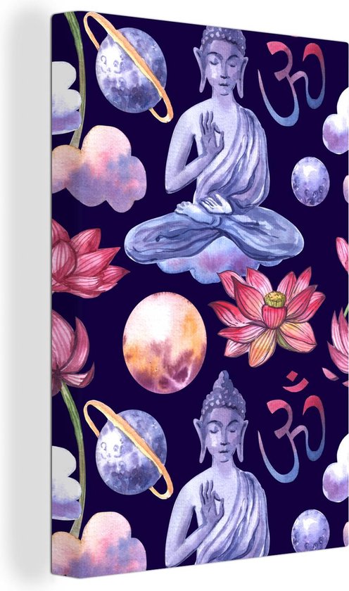 Canvas Schilderijen Boeddha - Patroon - Planeten - Wanddecoratie