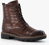 Nova dames veterboots met croco print - Bruin - Maat 38