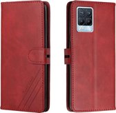 Voor Realme 8/8 Pro Stitching Style 2-Color Koe Textuur Horizontale Flip PU Lederen Case met Houder & Card Slot & Lanyard (Rood)