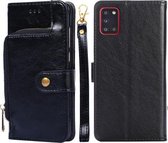 Voor Samsung Galaxy A31 EU Versie Rits Tas PU + TPU Horizontale Flip Lederen Case met Houder & Kaartsleuf & Portemonnee & Lanyard (Zwart)