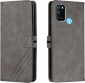 Voor Realme 7i Stiksels Stijl 2-Kleur Koe Textuur Horizontale Flip PU Lederen Case met Houder & Kaartsleuf & Lanyard (Grijs)