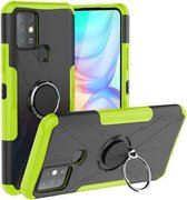 Voor Infinix Note 10 Armor Bear schokbestendige pc + TPU-beschermhoes met ringhouder (groen)