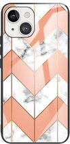 Marmer gehard glazen achterkant TPU-randhoes voor iPhone 13 (HCBL-6)