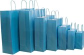 50x Papieren tassen turquoise blauw  - 18x8x24cm