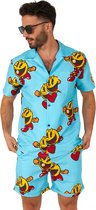 OppoSuits Pac-Man Waka-Waka Summer Combo - Heren Zomer Set - Bevat Shirt En Shorts - Bandai Retro Zwem Kleding -Blauw -Maat XXL