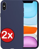 Hoes voor iPhone X Hoesje Siliconen Case Cover - Hoes voor iPhone X Back Cover Hoes Siliconen - 2 Stuks - Donker Blauw