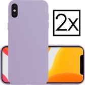 Hoes voor iPhone Xs Hoesje Back Cover Siliconen Case Hoes - Lila - 2x