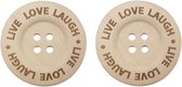 Durable Houten Knopen Live Love Laugh 40mm 2 stuks
