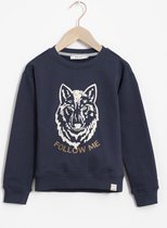 Sissy-Boy - Donkerblauwe sweater met wolf
