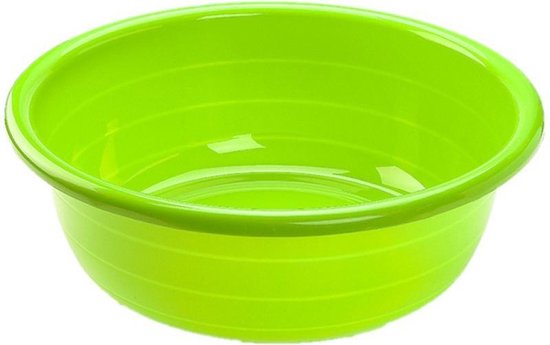 Grand bol/lave-vaisselle en plastique rond 30 litres vert - Dimensions 57 x  57 x 19 cm