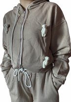 Dames huispak/vrijetijdspak onesize 36-38 grijs/beige