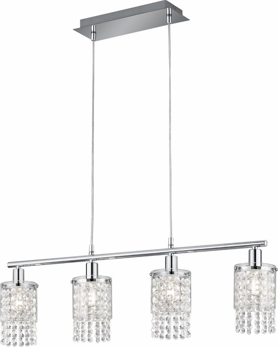 LED Hanglamp - Hangverlichting - Torna Pocino - E14 Fitting - 4-lichts - Rechthoek - Mat Chroom - Aluminium