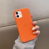 Siliconen beschermhoes met visgraatstructuur voor iPhone 12 Pro (oranje)